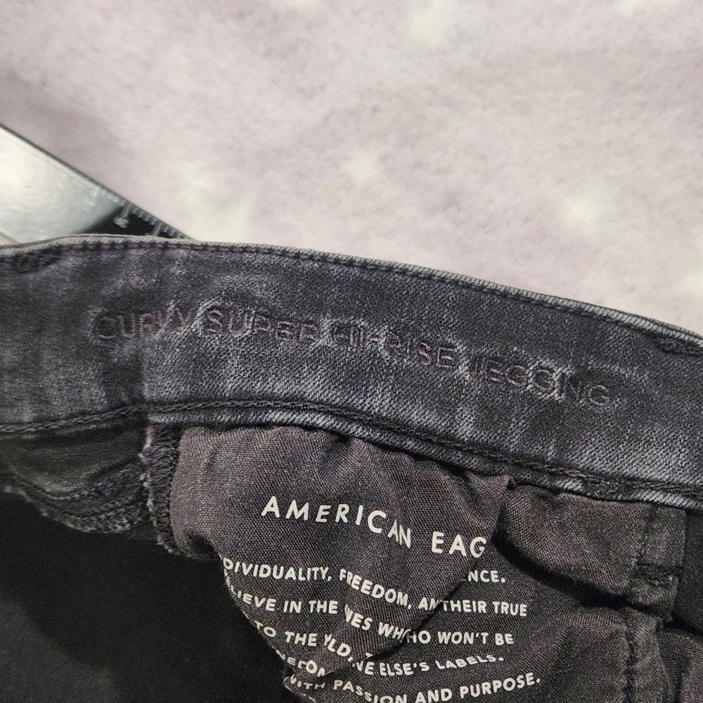 American Eagle Jeans Women's Size 16 Super High Rise Jegging Curvy Black Stretch - Picture 7 of 15